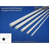 PK-PRO Polystyrol Sechskant Profil 2,0mm (330mm)