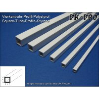 PK-PRO Polystyrol 4Kant-Rohr Profil3/2mm (330mm)