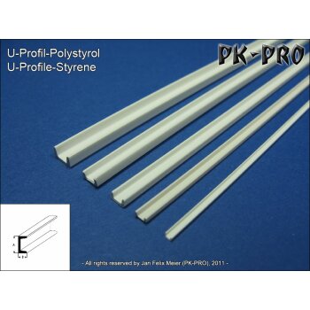 PK-PRO Polystyrol U Profil 3,0x1,5mm (330mm)