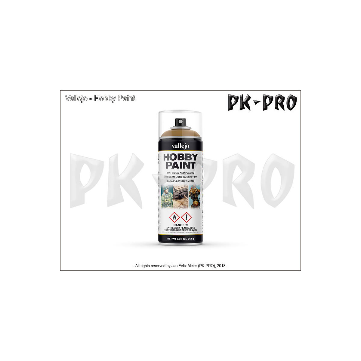 VallejoHobbyPaintSprayDesertYellow(400mL)