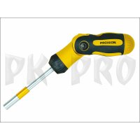 Foldable screwdriver with ratcheting function, 1/4 