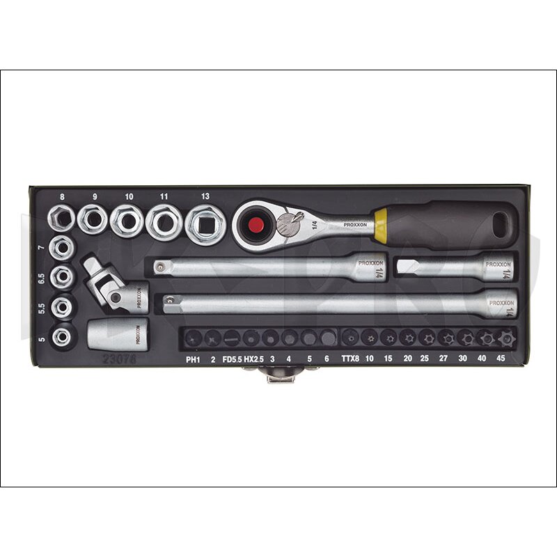 Precision engineer's socket and screwdriverset 1/4" (32piece)