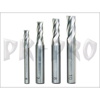 Schaftfräsersatz, 4-tlg., DIN 844, HSS (6 - 7 - 8 - 10 mm)