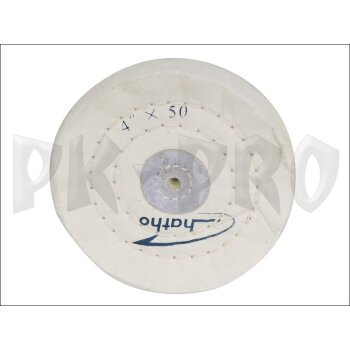 Bleached muslin polishing wheel, soft, Ø 100 x 15 mm for PM 100