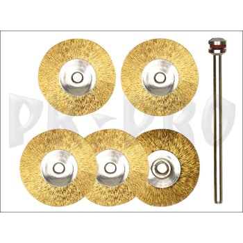 Radbürsten, Messing, 22 mm, 5 Stück + 1 Träger