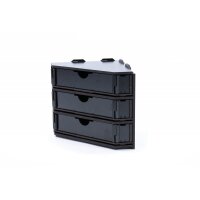Black Paint Rack: Endstück mit Schubladen