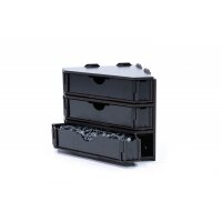 Black Paint Rack: Endstück mit Schubladen