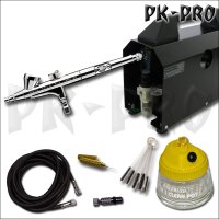 IWATA High Performance HP-B Plus (0,2mm) (H 2001) + WERTHER Compressor SIL AIR 20 A schwarz Starter Set