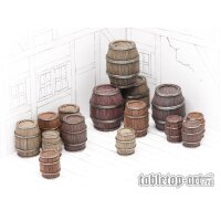 Wooden Barrels Set 4 - Mixed Sizes (15)