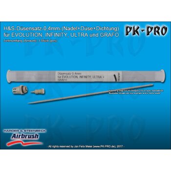 H&S-nozzle set 0.4mm, for EVOLUTION, INFINITY, ULTRA + GRAFO-(Needle+Nozzle+Seal)-[123713]