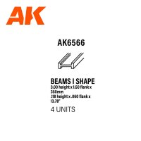 BEAMS I SHAPE 3.0 x 1.5 x 350mm (4 pcs) STYRENE