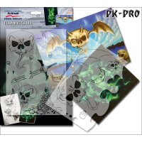 H&S-Schablone "Flaming Scull", Set 6 Schablonen, ca. A4, lösemittelbeständig-[410136]