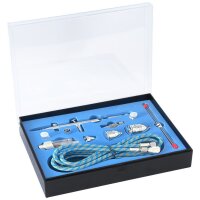 BD-183K Airbrushpistole-Set - Double Action + Düsen + Zubehör + Verbinder - (14 teilig)
