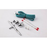 BD-183K Airbrushpistole-Set - Double Action + Düsen + Zubehör + Verbinder - (14 teilig)