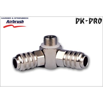 H&S-double quick coupling nd 5.0mm,, with 2x G 1/4" male thread + 1x plug in nipple nd 5.0mm-[106503]