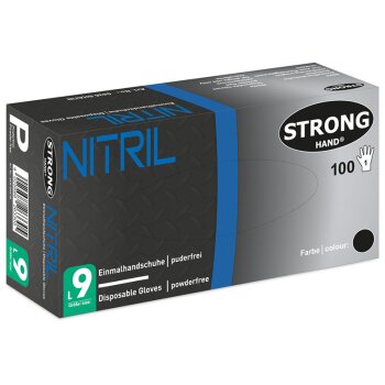 Shatin Stronghand Gloves Nitrile, Black, Powder-Free - Cat I - Size 9 (L)