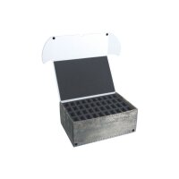 Combi BOX with 100mm deep raster foam tray and foam tray for 40 miniatures on 25mm bases
