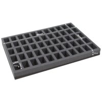 Combi box with 68mm deep raster foam tray and  for 110 small minis on 25mm bases
