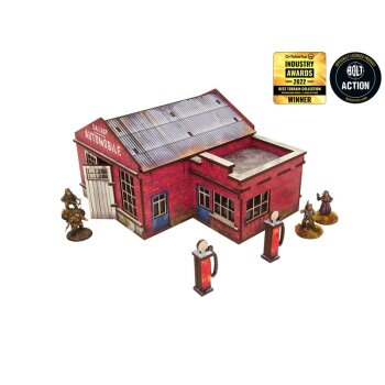 WW2 Normandy Garage w. Petrol Station PREPAINTED [28mm/1:56]