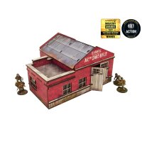 WW2 Normandy Garage w. Petrol Station PREPAINTED [28mm/1:56]