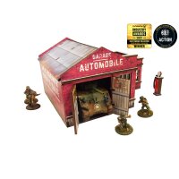 WW2 Normandy Garage w. Petrol Station PREPAINTED [28mm/1:56]