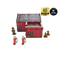 WW2 Normandy Garage w. Petrol Station PREPAINTED [28mm/1:56]