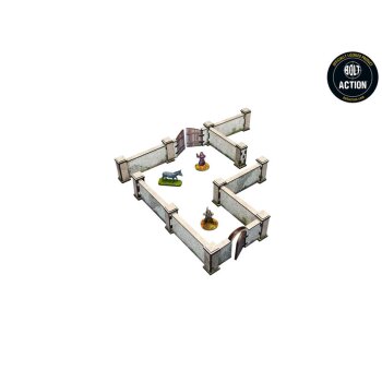 WW2 Normandy Stone Wall w. Gate (high) PREPAINTED [28mm/1:56]