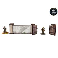 WW2 Normandy Stone Wall w. Gate (high) PREPAINTED [28mm/1:56]