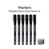 Metallic Series Markers Dark Steel  (6x)