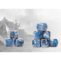 Hundred Kingdoms Logo on Steel Grey Marbled Dice - 24 per...
