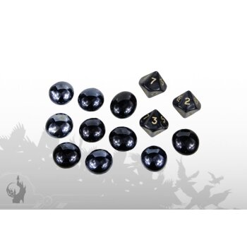 Würfel (3xW10) und Gemmen (10x) (Grau)