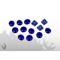 Würfel (3xW10) und Gemmen (10x) (Blau)