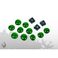 Würfel (3xW10) und Gemmen (10x) (Grün)