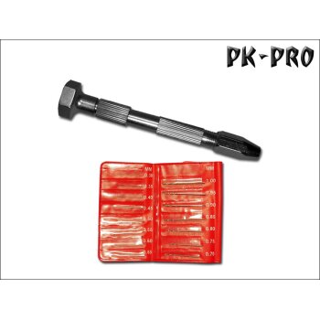 PK-PRO Handbohrer + HSS Bohrer Set 15tlg (0,3-1,0mm)