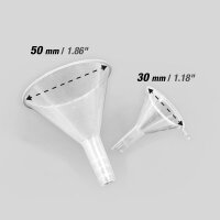 Plastic Funnels: 30mm and 50mm