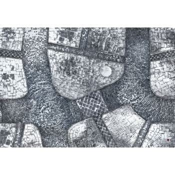 Winter Cobblestone City 44"x30"