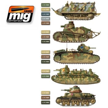 A.MIG-7110-WW I & WW II-French-Camouflage-Colors-(6x17mL)
