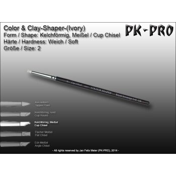Clay/Colour Shaper Soft Tip (Ivory) Cup Chisel Size 2