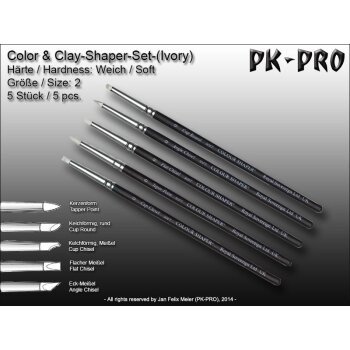 Clay/Colour Shaper Weiche Spitze (Ivory) Set (5Stk.) Size 2