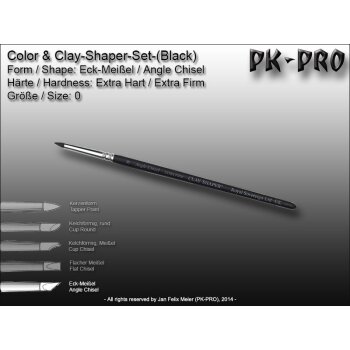 Clay/Colour Shaper Extra Firm Tip (Black) Angle Chisel Size 0