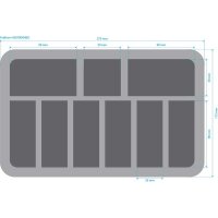 HS070I004BO 70 mm Half-Size Schaumstoff mit 9 Fächern und angeklebtem Boden