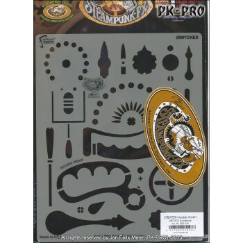 IWATA-ARTOOL Steampunk FX Schablone Switches-(FH SPFX 4)