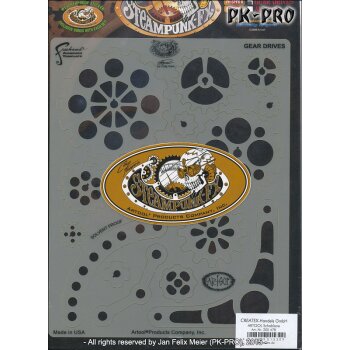 IWATA-ARTOOL Steampunk FX Schablone Gear Drives-(FH SPFX 6)