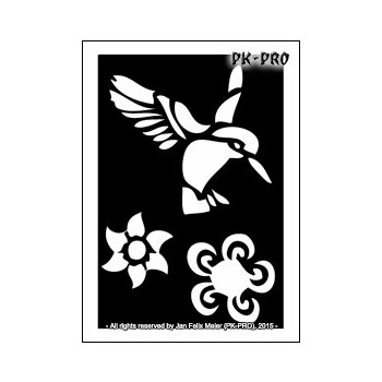 Tattoo-Stencil Hummingbird and Flower
